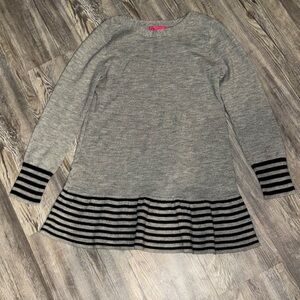 Gray Striped Long Sleeve Sweater Dress 12/14 EUC